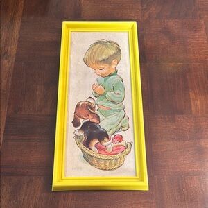 Vintage Sedona 1970's Picture Lithographs Boy with Puppy Dog Praying